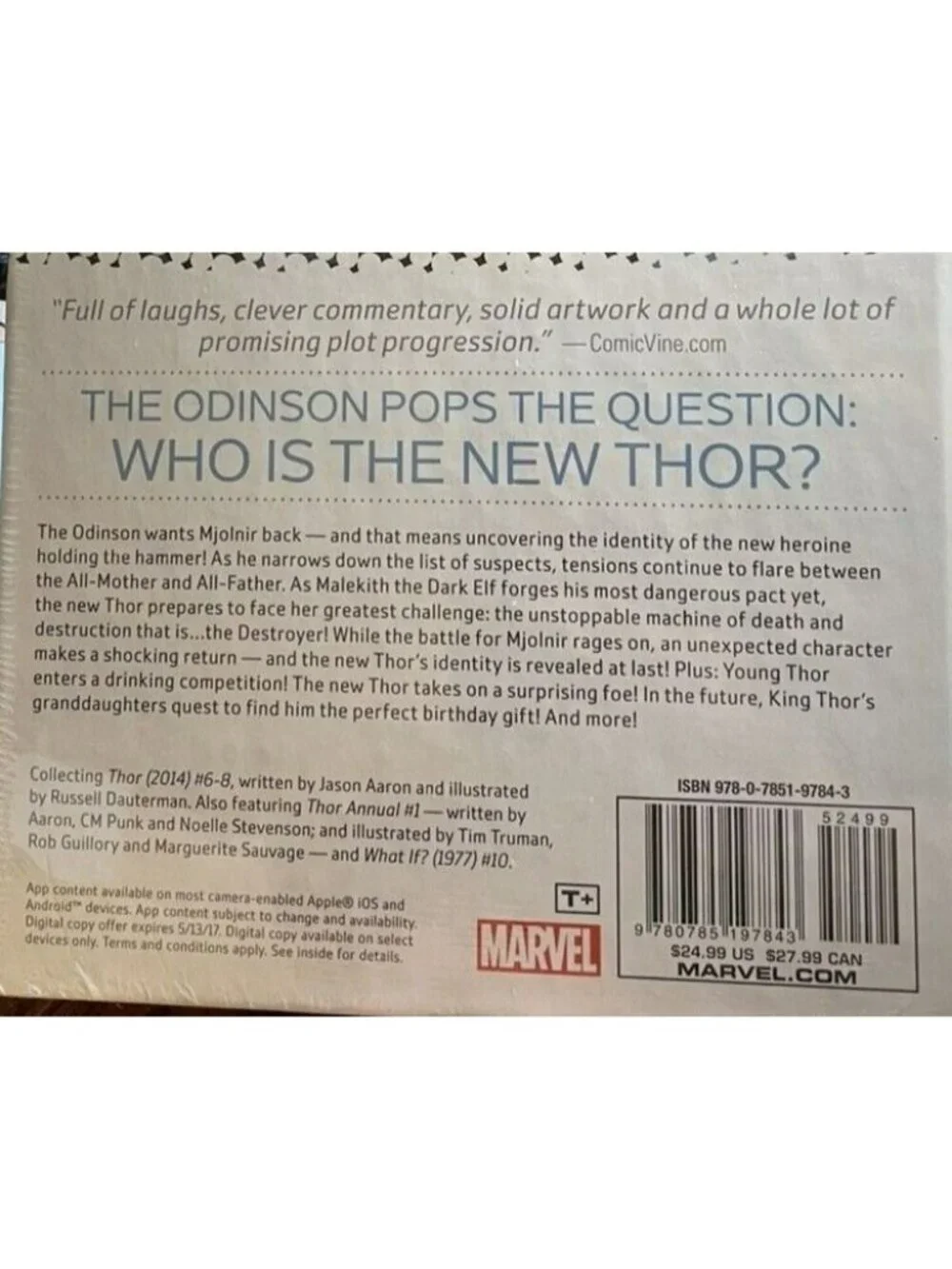 Thor: Who Holds The Hammer Hardcover Comic By Aaron & Dauterman Marvel Now! 2014